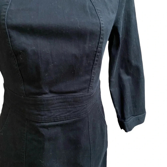 Boden Corinne Black Denim Dress 3/4 Sleeve A-Line Size 4 - Picture 6 of 15